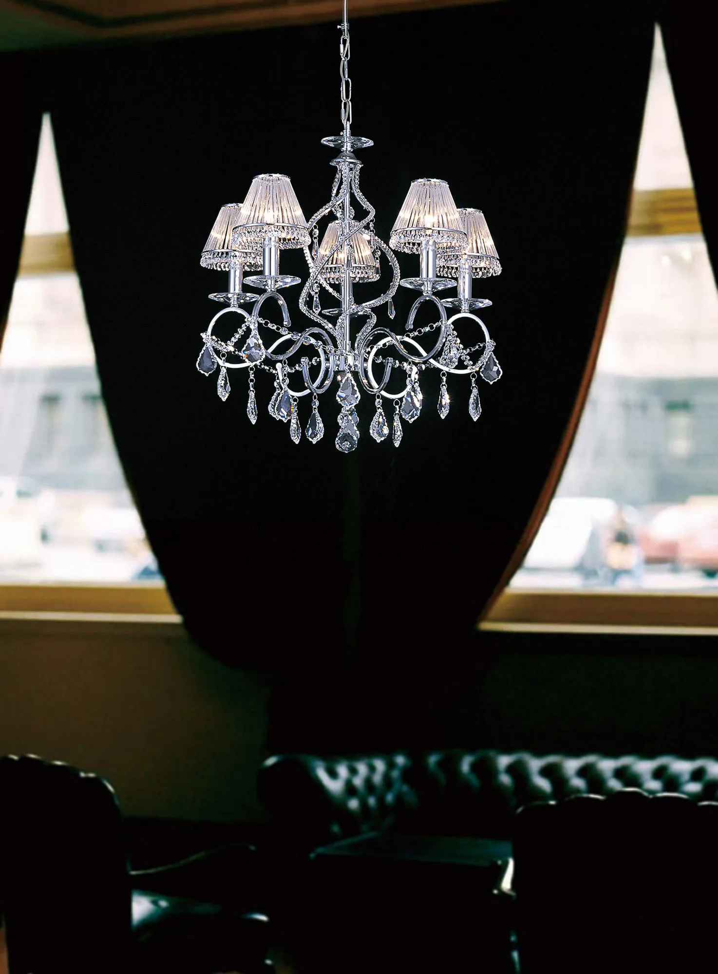 Torino Polished Chrome Crystal Ceiling Lights Diyas Multi Arm Crystal Fittings